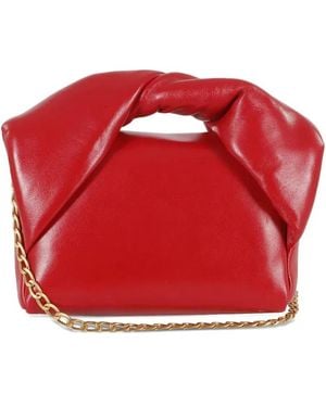 JW Anderson Leather Shoulder Bag With Twisted Handle - Red
