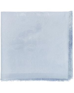 Ferragamo Sl Pergamen Silk Jacquard Shawl - Blue