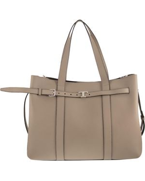 Tod's Tumbled Calfskin Leather Tote Bag - Grey