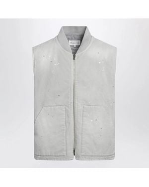 Maison Margiela Vintage Pearl Vest With Painteffect Details - Gray