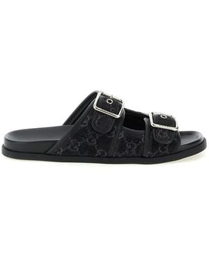 Gucci Gg Denim Slides - Black