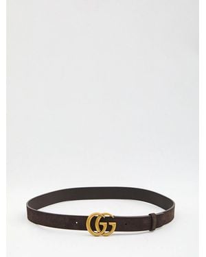 Gucci Dark Suede Belt - White
