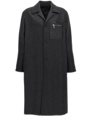 Fendi Single-Breasted Cashmere Coat - Black