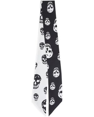 McQueen Ivory Skull Ribbon Scarf - Black