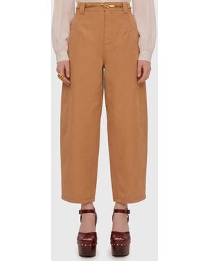 Chloé Barrel-Leg Pants - Natural
