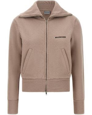 Balenciaga 'Slim Zip' Sweatshirt - Brown