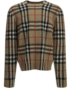 Burberry "Check" Crew-Neck Jumper - Green