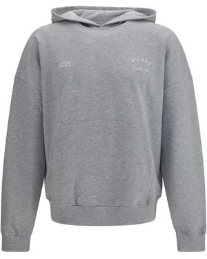 Gcds Hooded Sweatshirt With Back Band Logo - Grey