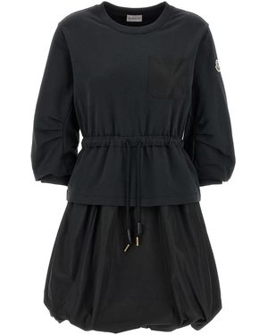 Moncler Two-Material Cotton Dress - Black