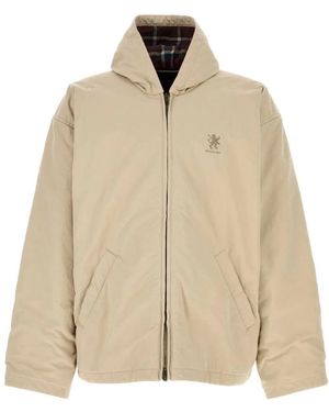 Balenciaga Sand Cotton Blend Oversize Padded Jacket - Natural