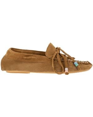 Anniel Suede Loafers With Fringes And Sequin Detail - Brown