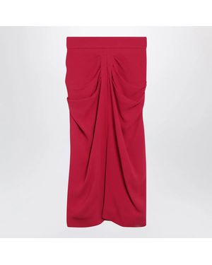 Valentino Midi Skirt With Ruched Detail - Red