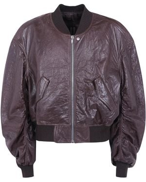 Rick Owens "Secchia Flight" Padded Leather Jacket - Purple