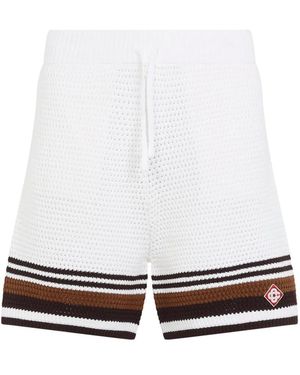 CASABLANCA Cotton Striped Bermuda Shorts - White