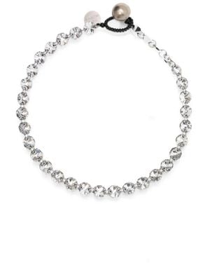 Maria Calderara Diamond Crystal Choker Necklace - White