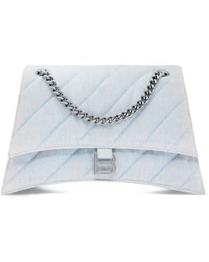 Balenciaga Light- Denim Crush M Shoulder Bag - Blue