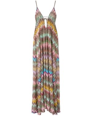 slim fit dress slacks Spectacular Missoni Multi Color Knit Halter Dress with Fringe main image 0