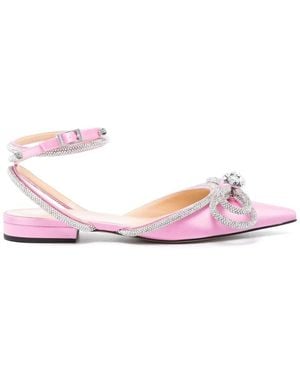 Mach & Mach Mach & Mach Double Bow Satin Slingback Ballet Flats - Pink