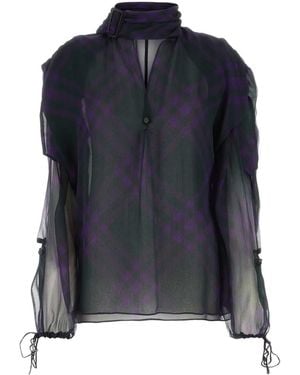 Burberry Printed Crepe Blouse - Blue