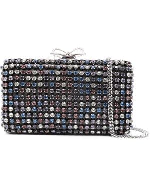 Self-Portrait Crystal Embellished Clutch - Grey