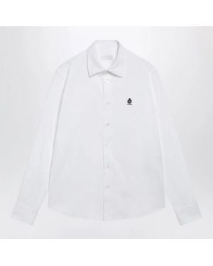 Prada Classicfit Cotton Shirt With Embroidered Logo - White
