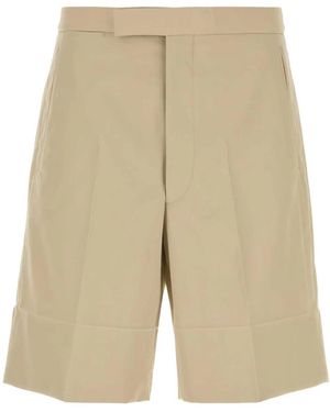Prada Sand Cotton Bermuda Shorts - Natural