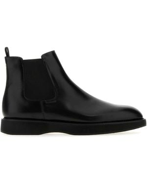 Prada Leather Ankle Boots - Black