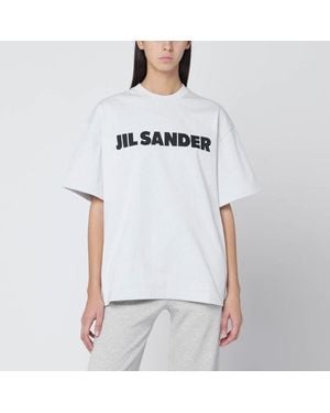 Jil Sander Cotton T-Shirt With Bold Logo And Classic Cut - White