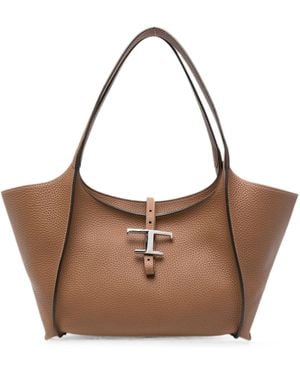 Tod's T Timeless Small Leather Shopping Bag - Brown