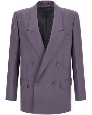 Gucci Double-Breasted Wool Blazer - Purple