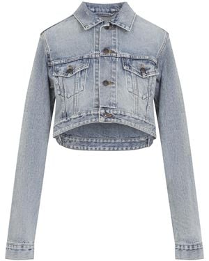 Balenciaga Bleach Light Bleu Cropped Jacket - Blue