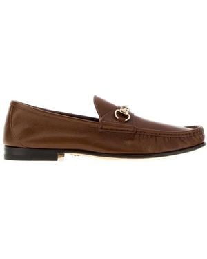 Gucci Leather Lugano Loafers - Brown