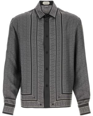 Versace Informalshirtsilktwillprintgrecadots - Grey