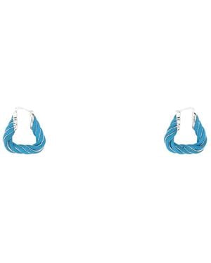 Bottega Veneta Light- Nappa Leather And 925 Twist Triangle Earrings - Blue