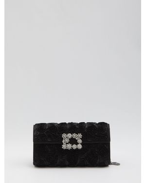 Roger Vivier Clutch Bag With Rose Pattern - Gray