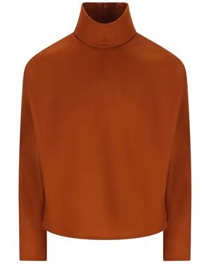 Saint Laurent Caramel Silkblend Blouse - Brown