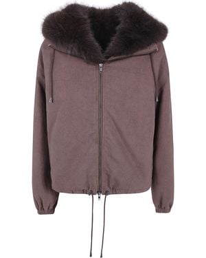 DR. HOPE "Soleil" Canvas And Fur Jacket - Brown