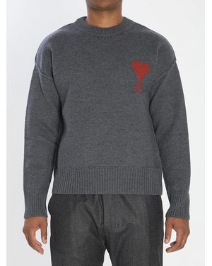 Ami Paris Ami De Coeur Sweater - Gray