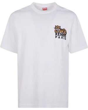 KENZO "Gots Happy Tiger" Embroidered Classic T-Shirt - White