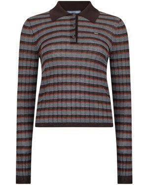 Prada Striped Polo - Black