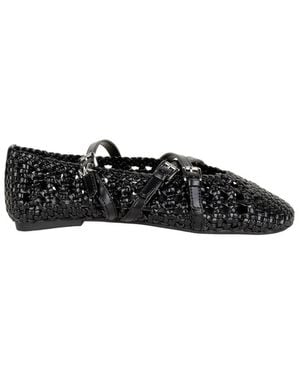 Michael Kors Indy Flex Woven Buckle-Strap Ballet Flats - Black