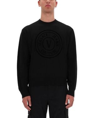 Versace Jeans Couture Jersey With V-Emblem - Black