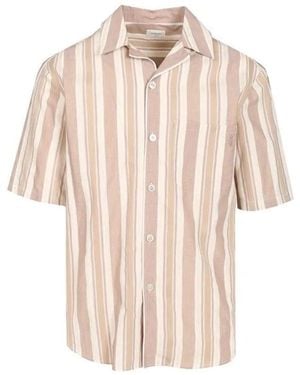 Saint Laurent Cassandre Cotton Striped Shirt - Natural