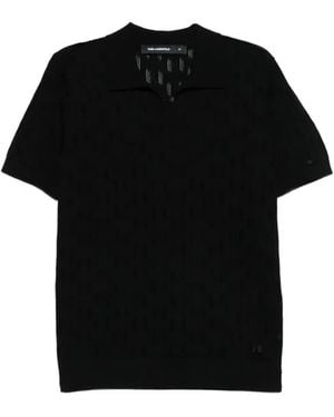 KARL LAGERFELD Logo Pattern Polo Shirt - Black