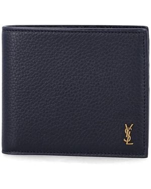 Saint Laurent Tiny Cassandre East/West Wallet - Blue