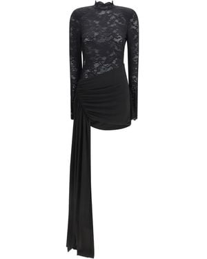 Nissa Low-Back Mini Lace Dress - Black