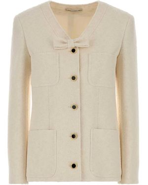 Alessandra Rich Ivory Boucle Blazer - Natural