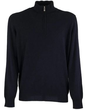Brunello Cucinelli Cashmere Turtleneck Jumper With Zipper - Blue