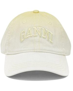 Ganni Baseball Cap With Logo - White