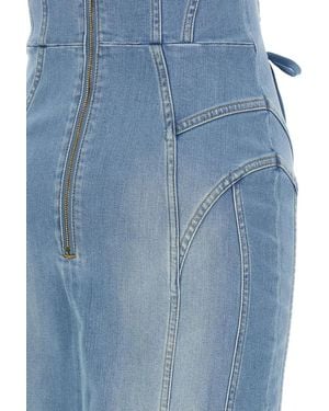 Elisabetta Franchi Long Strapless Denim Dress - Blue